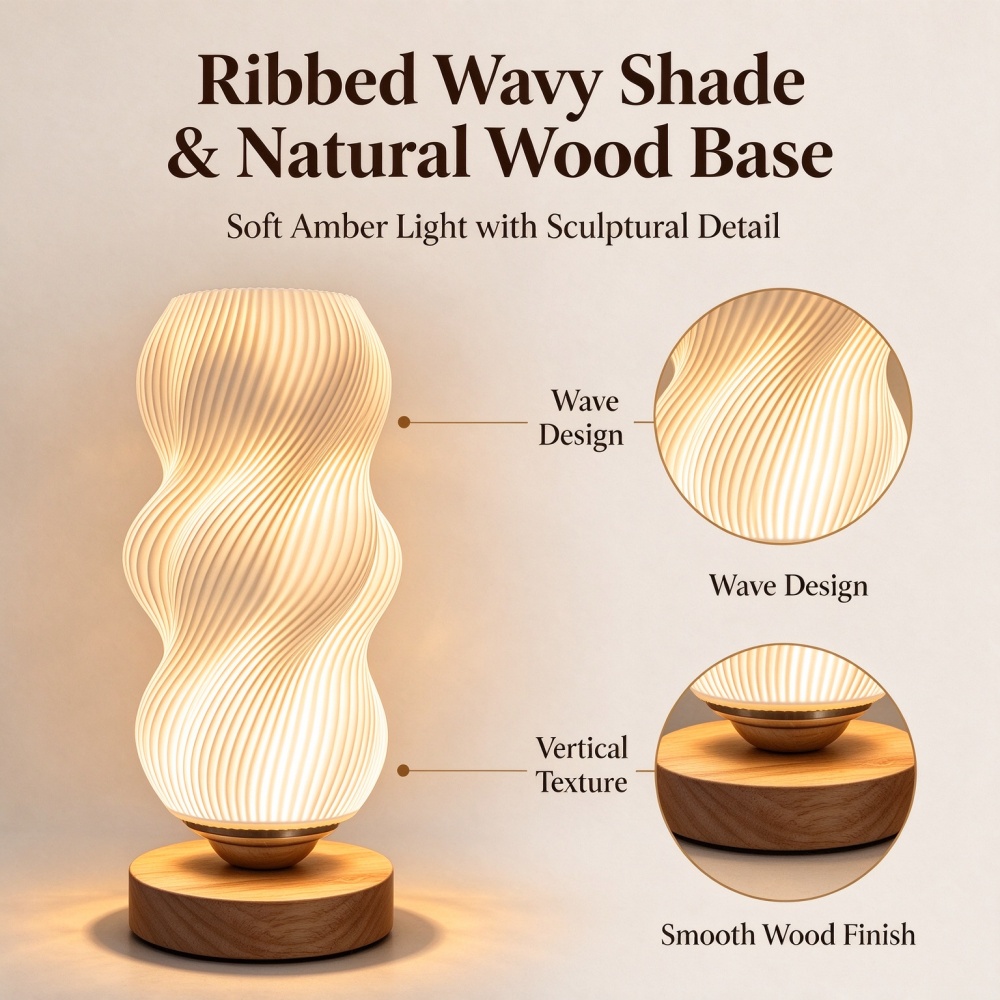 3D Printed Wave Texture Night  - Lighting Decor Bedroom review and price