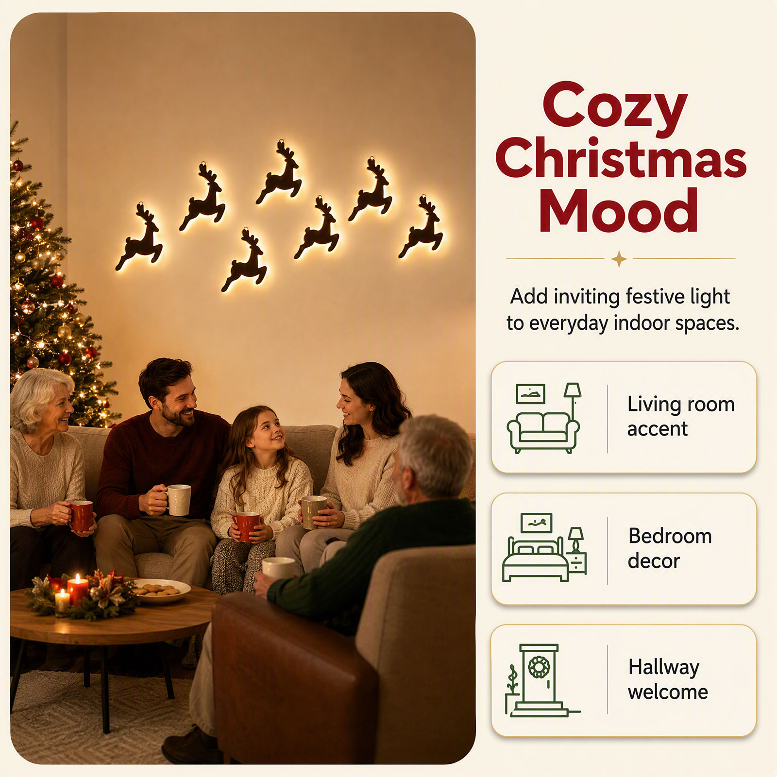 7PCS LED Light Up Reindeer Wal - Up Lighting Decor review and price