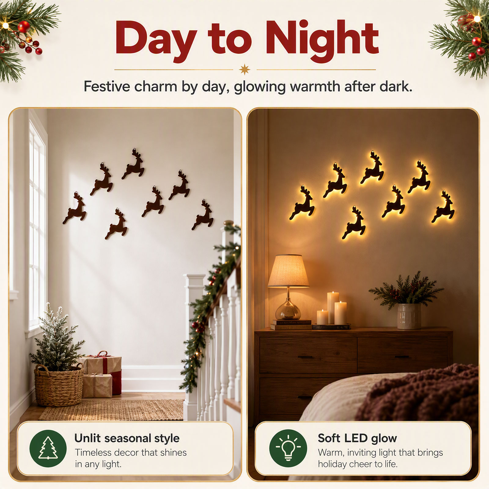7PCS LED Light Up Reindeer Wal - Up Lighting Decor review and price