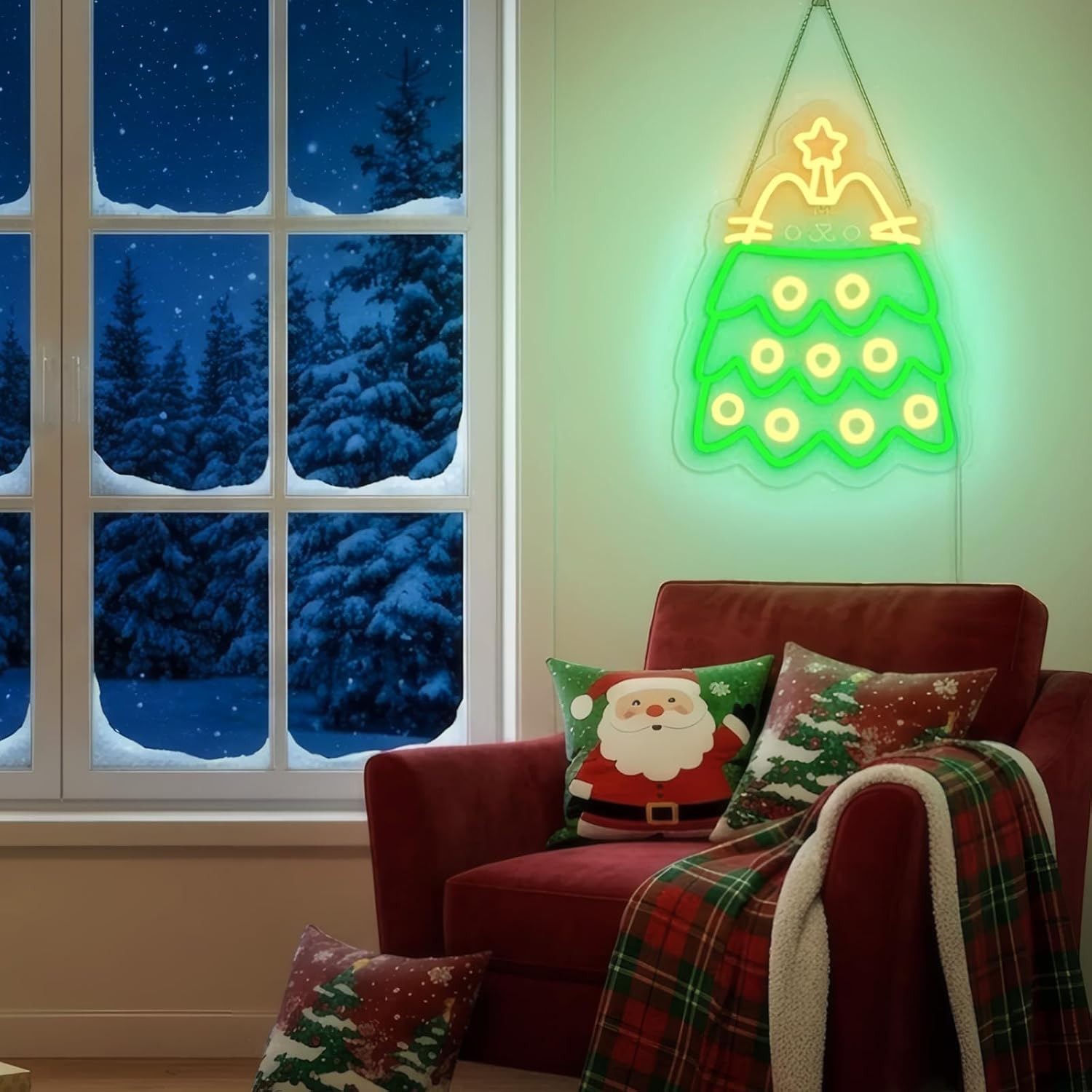 Christmas Tree LED Neon Sign U - Lighting Christmas Decor review and price